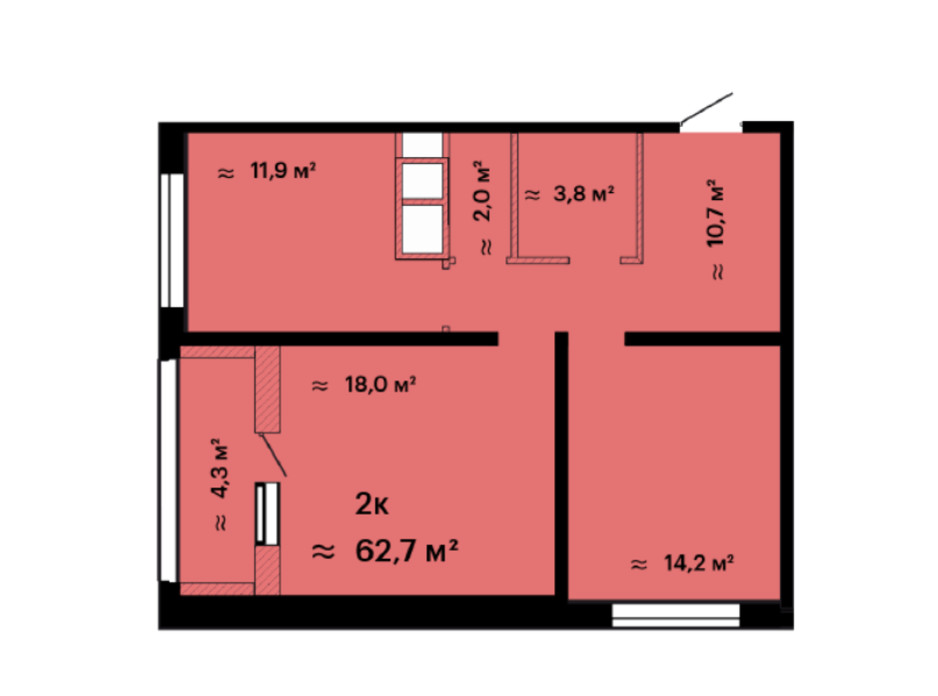 Планування 2-кімнатної квартири в ЖК Скай Сіті 62.7 м², фото 226531 Планування 2-кімнатної квартири в ЖК Скай Сіті 62.7 м², фото 226531