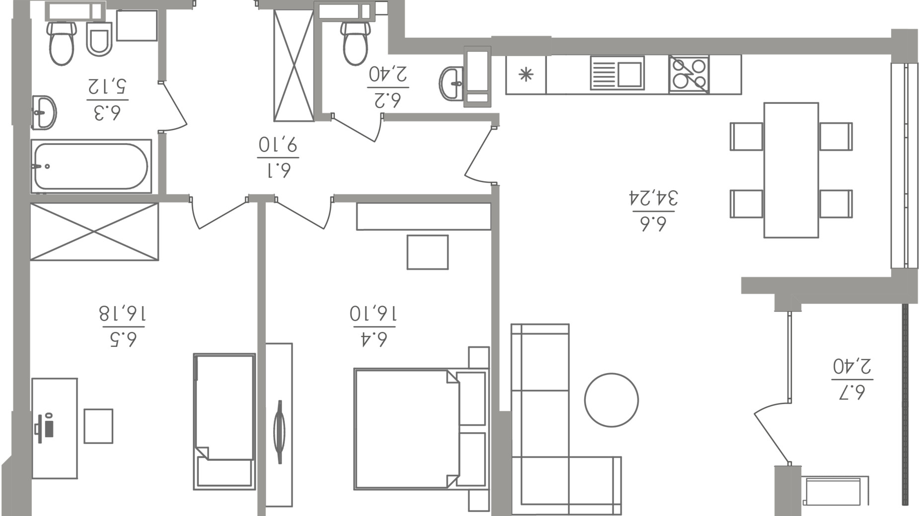 Планировка 3-комнатной квартиры в ЖК Greenville на Печерске 85.3 м², фото 226553