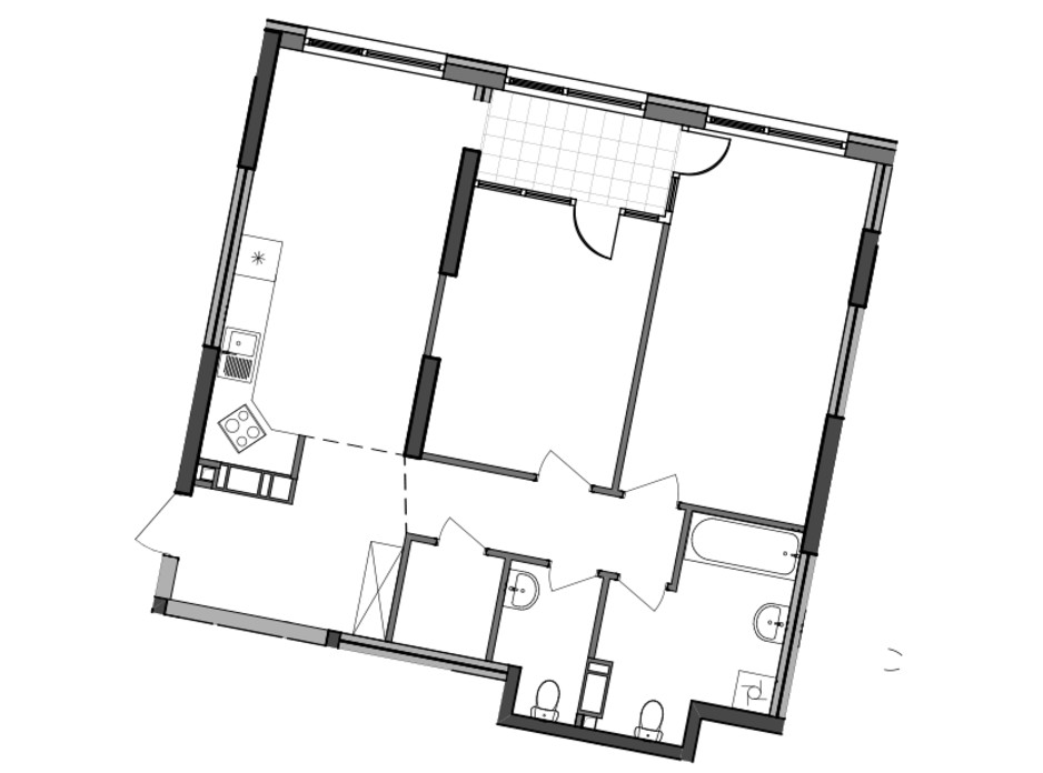 Планировка 2-комнатной квартиры в ЖК Great 83.26 м², фото 226784 Планировка 2-комнатной квартиры в ЖК Great 83.26 м², фото 226784