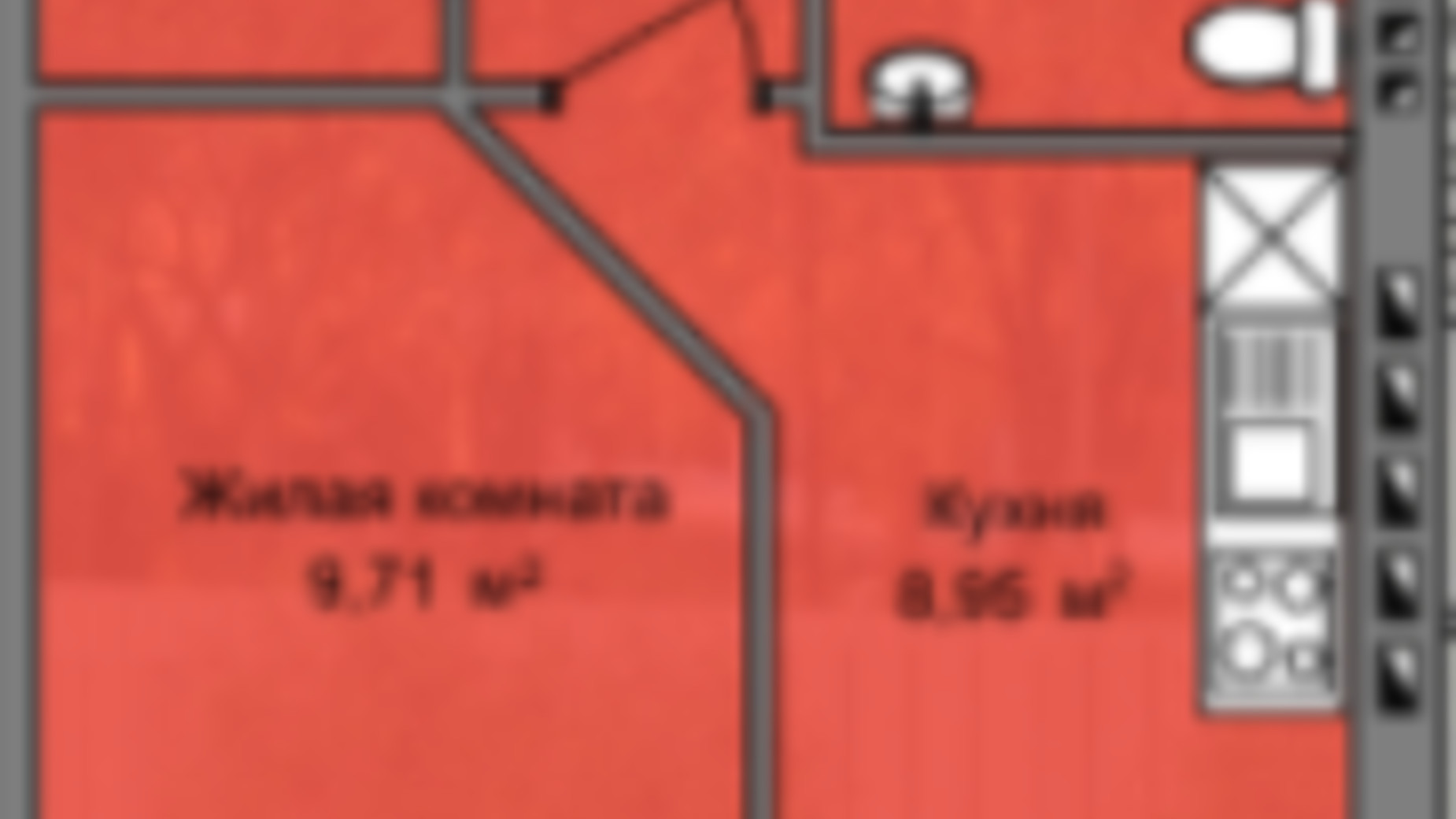 Планування 1-кімнатної квартири в КБ Березинський 27.01 м², фото 226860