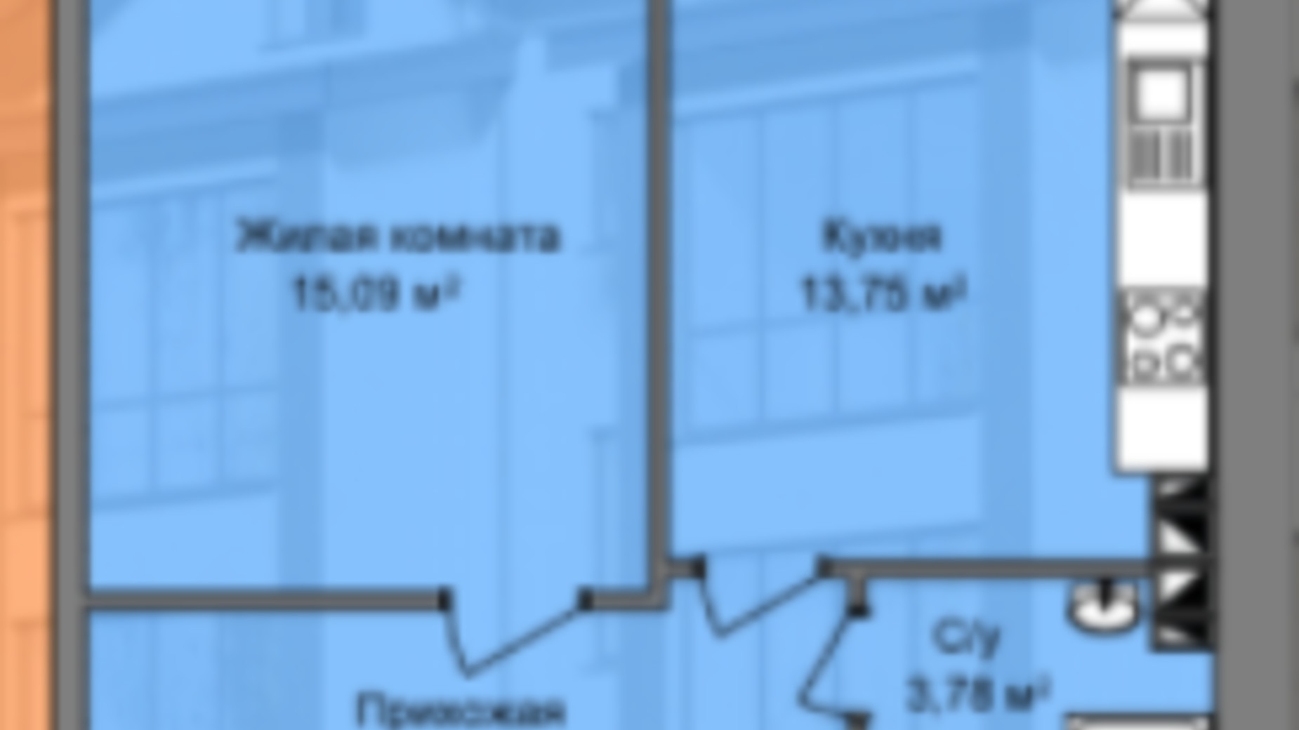 Планування 1-кімнатної квартири в КБ Березинський 30.26 м², фото 226861