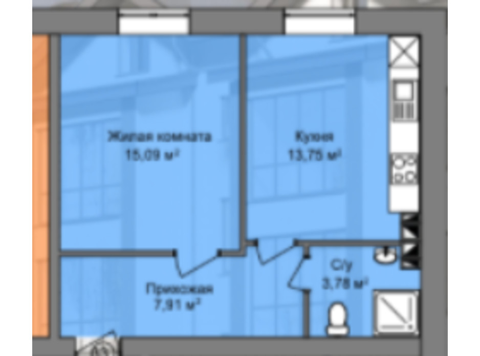 Планировка 1-комнатной квартиры в КД Березинский 30.26 м², фото 226861 Планировка 1-комнатной квартиры в КД Березинский 30.26 м², фото 226861