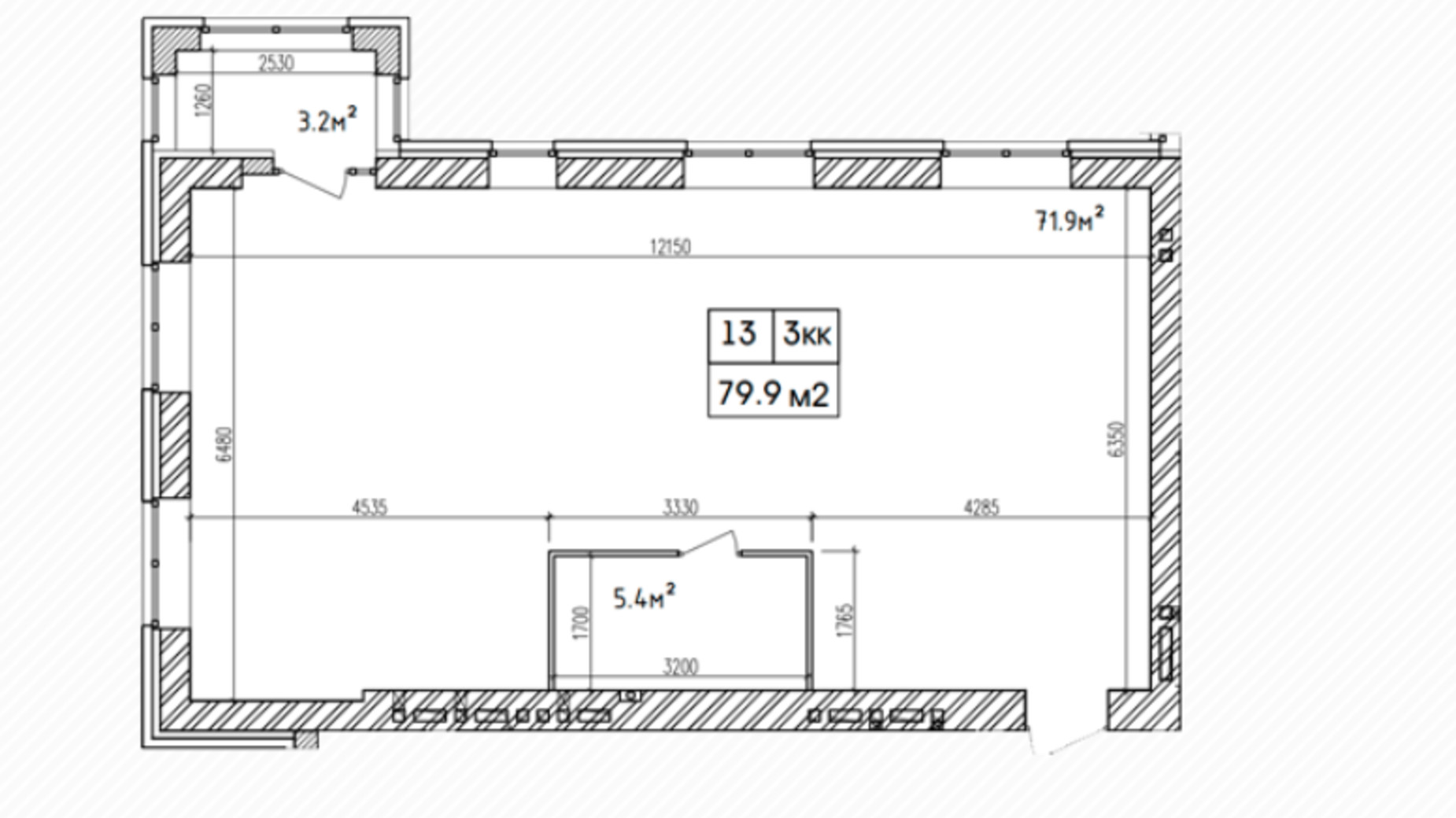 Планування 3-кімнатної квартири в ЖК Аржанова 79.9 м², фото 226864