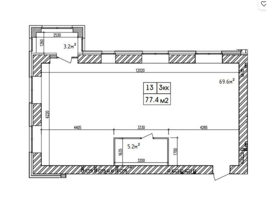 Планировка 3-комнатной квартиры в ЖК Аржанова 78.1 м², фото 226867 Планировка 3-комнатной квартиры в ЖК Аржанова 78.1 м², фото 226867