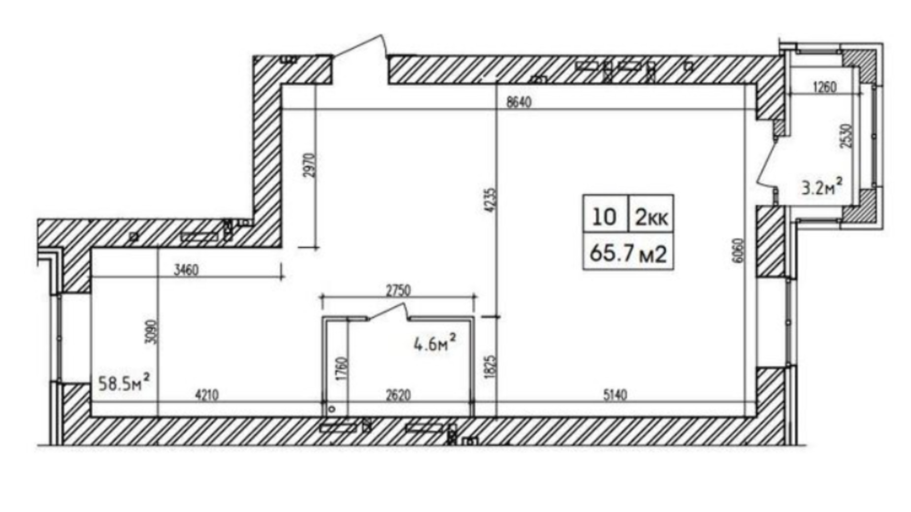 Планировка 2-комнатной квартиры в ЖК Аржанова 67.8 м², фото 226870