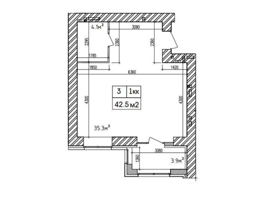 Планировка 1-комнатной квартиры в ЖК Аржанова 42.7 м², фото 226885 Планировка 1-комнатной квартиры в ЖК Аржанова 42.7 м², фото 226885