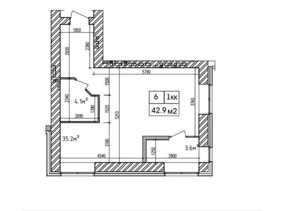 Планировка 1-комнатной квартиры в ЖК Аржанова 42.9 м², фото 226886 Планировка 1-комнатной квартиры в ЖК Аржанова 42.9 м², фото 226886