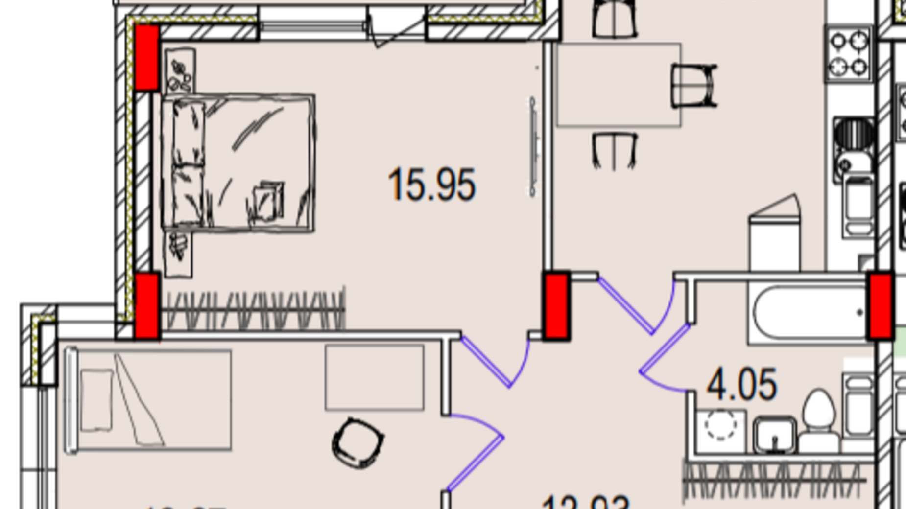 Планування 2-кімнатної квартири в ЖК Derby Style House 67.03 м², фото 226968