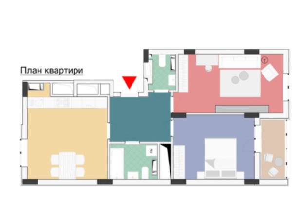 ЖК Wellspring: планування 2-кімнатної квартири 71.95 м²