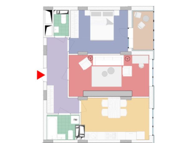 ЖК Wellspring: планировка 2-комнатной квартиры 63.3 м²