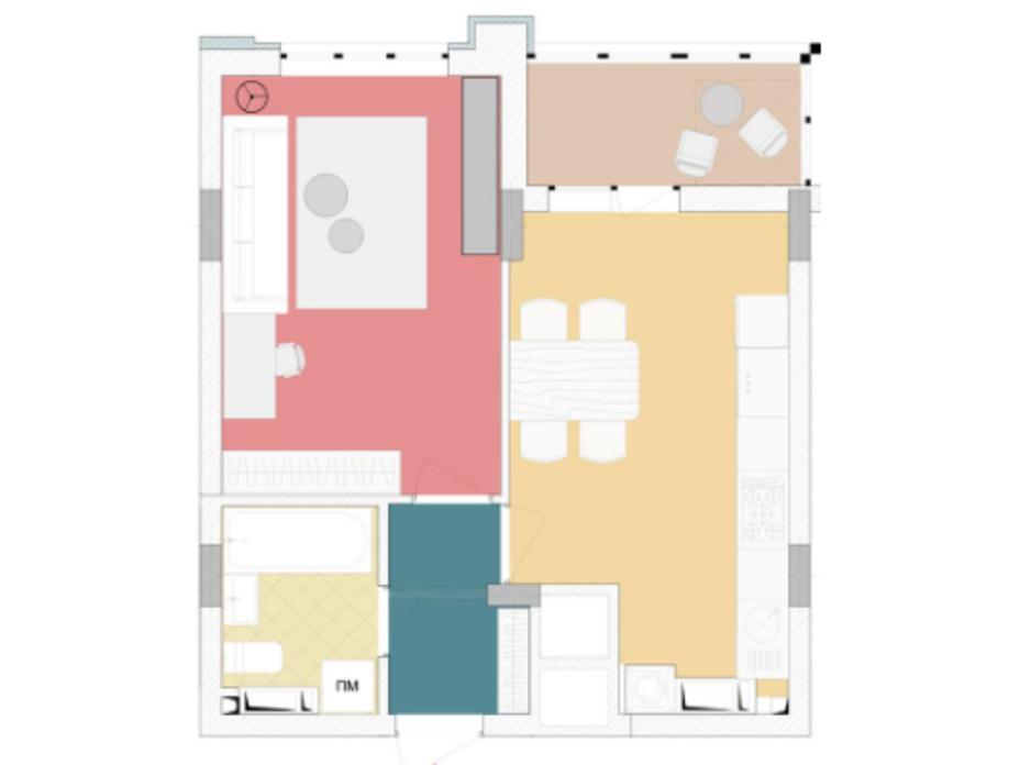 Планування 1-кімнатної квартири в ЖК Wellspring 42.31 м², фото 227272 Планування 1-кімнатної квартири в ЖК Wellspring 42.31 м², фото 227272