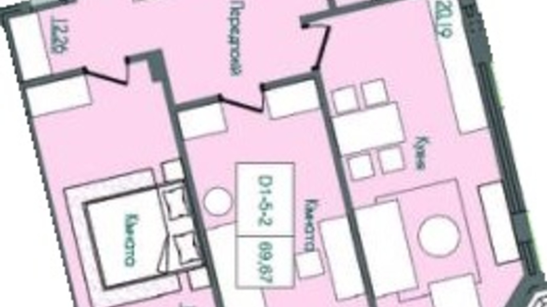 Планировка 2-комнатной квартиры в КД Консул 69.67 м², фото 228245