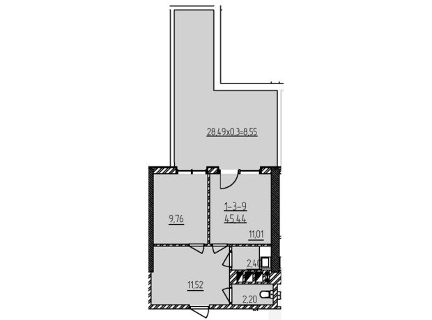 БЦ Kadorr City: планировка помощения 45.44 м²