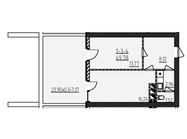 БЦ Kadorr City: планування приміщення 49.78 м²