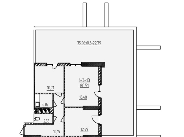 БЦ Kadorr City: планування приміщення 80.51 м²