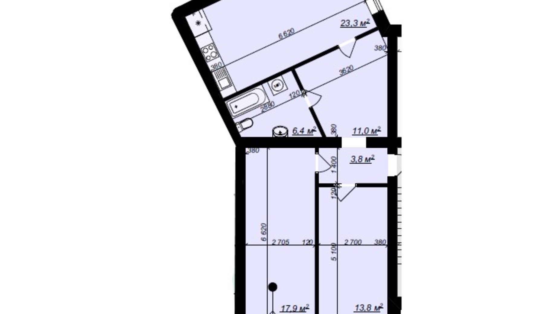 Планировка 2-комнатной квартиры в ЖК Арт Хаус 2 77.3 м², фото 228787