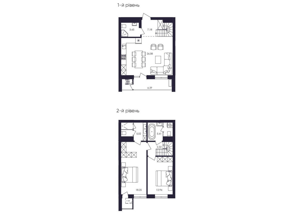 Планировка многоуровневой квартиры в ЖК Avalon Up 84.72 м², фото 229059 Планировка многоуровневой квартиры в ЖК Avalon Up 84.72 м², фото 229059