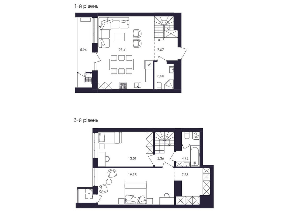 Планировка многоуровневой квартиры в ЖК Avalon Up 88.22 м², фото 229063 Планировка многоуровневой квартиры в ЖК Avalon Up 88.22 м², фото 229063
