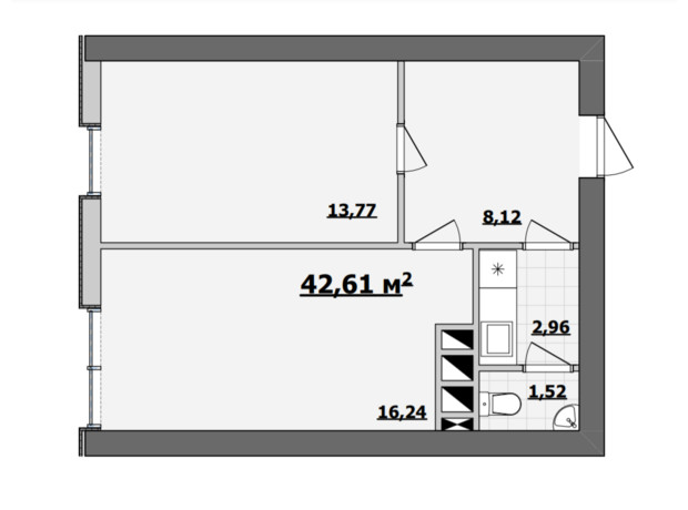 БЦ Kadorr City: планування приміщення 42.61 м²