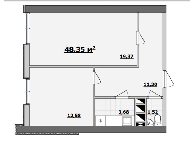 БЦ Kadorr City: планування приміщення 48.35 м²