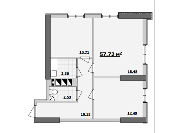 БЦ Kadorr City: планування приміщення 57.72 м²