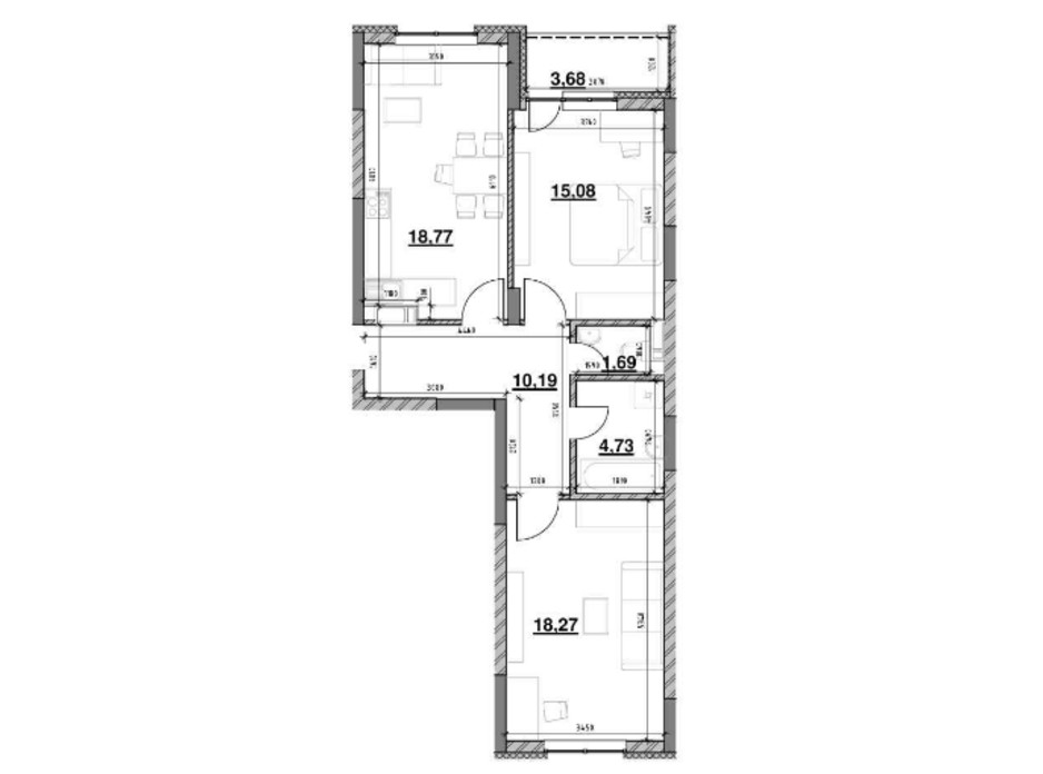 Планування 2-кімнатної квартири в ЖК Ok`Land 72.41 м², фото 229138 Планування 2-кімнатної квартири в ЖК Ok`Land 72.41 м², фото 229138