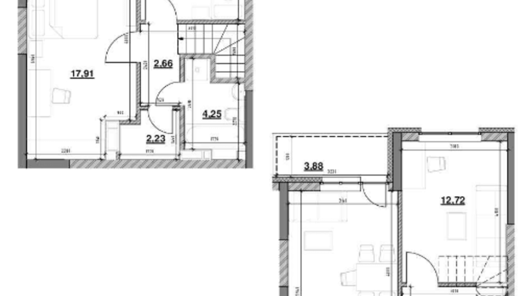 Планування багато­рівневої квартири в ЖК Ok'Land 82.25 м², фото 229139