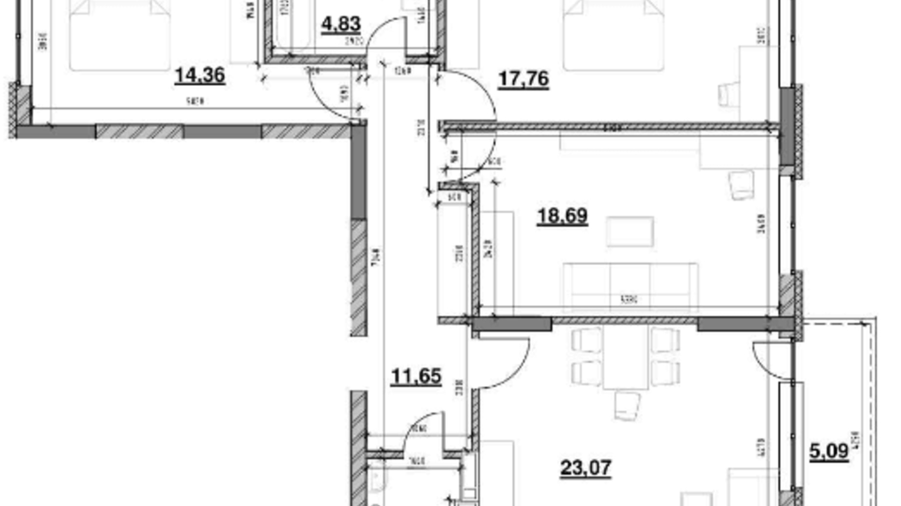 Планування 3-кімнатної квартири в ЖК Ok'Land 98.54 м², фото 229140