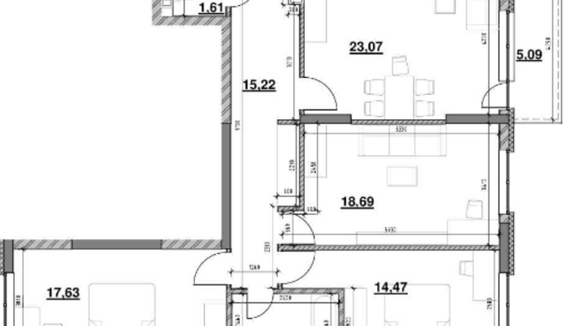 Планування 3-кімнатної квартири в ЖК Ok'Land 100.63 м², фото 229144