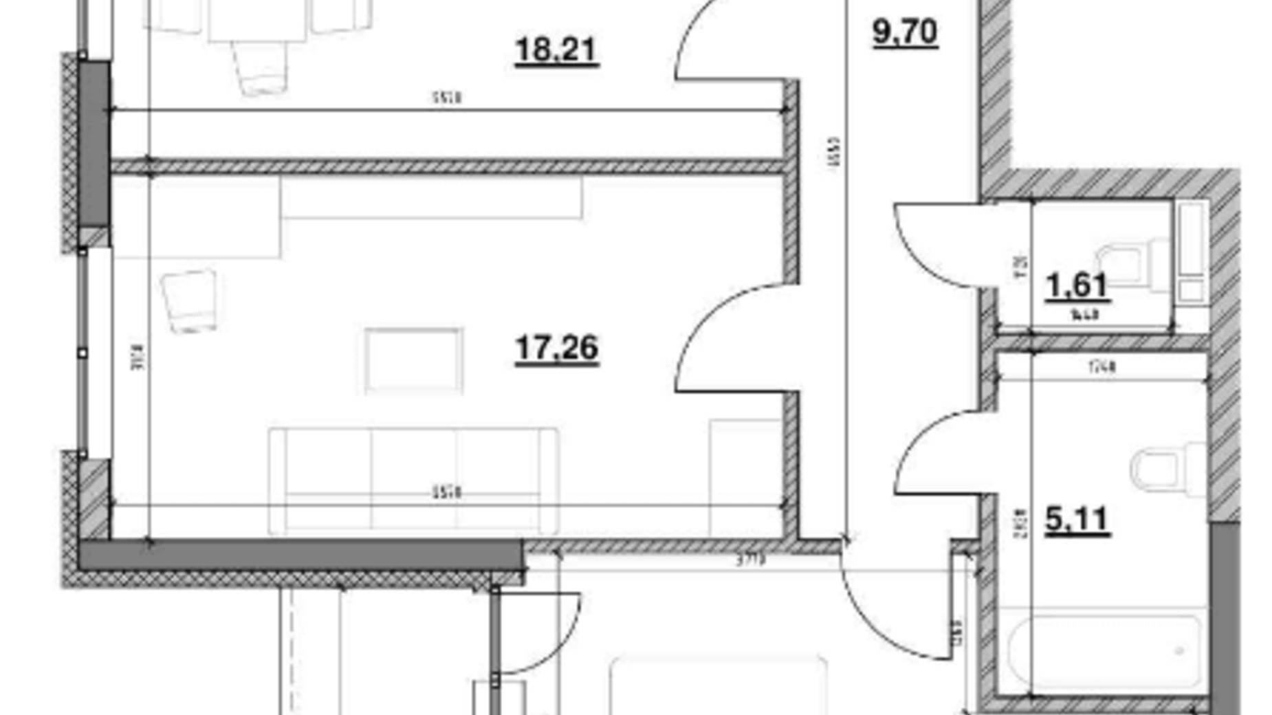 Планировка 2-комнатной квартиры в ЖК Ok'Land 71.37 м², фото 229145