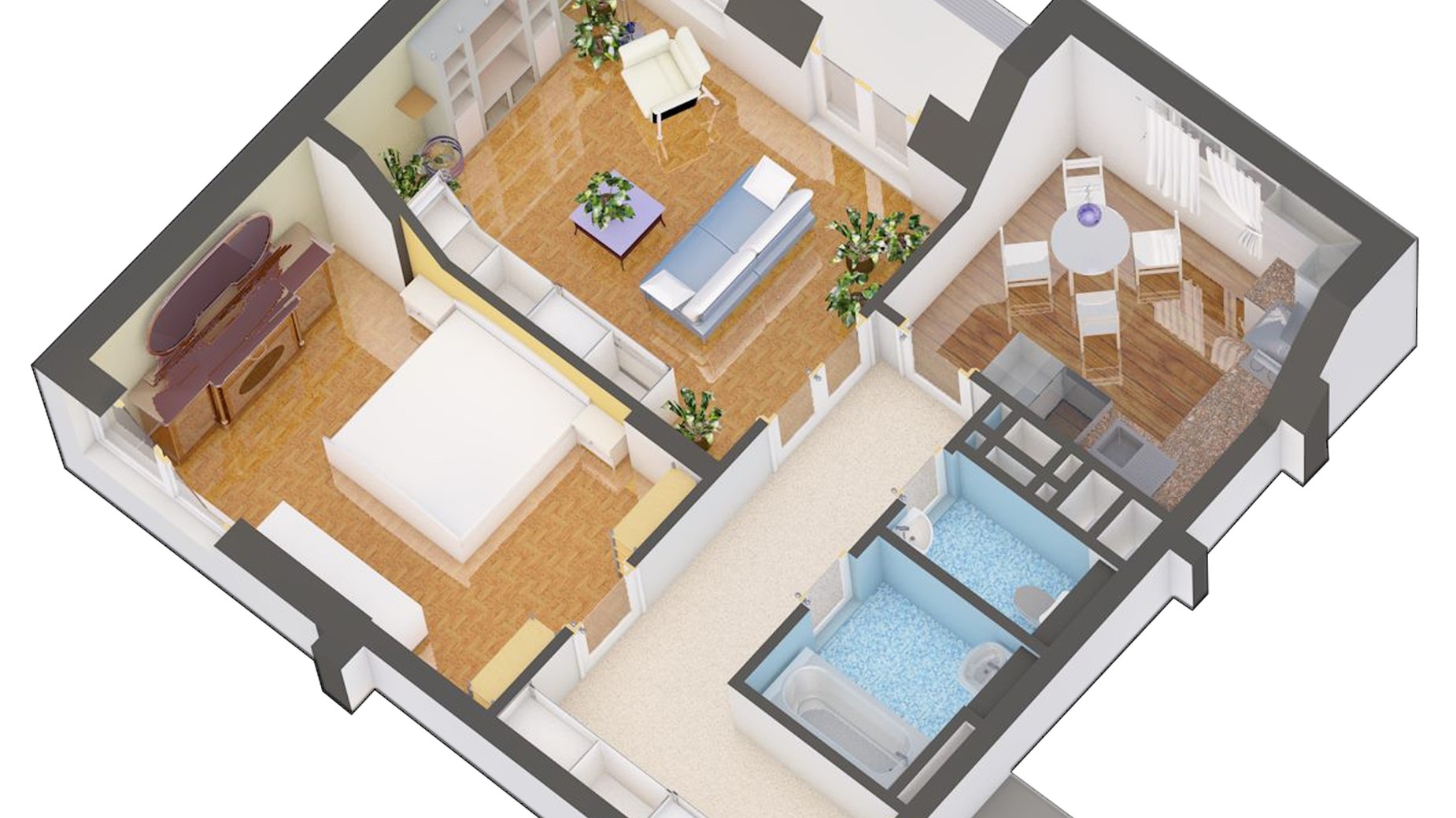 Планування 2-кімнатної квартири в ЖК Оазис Буковини 66.1 м², фото 229510