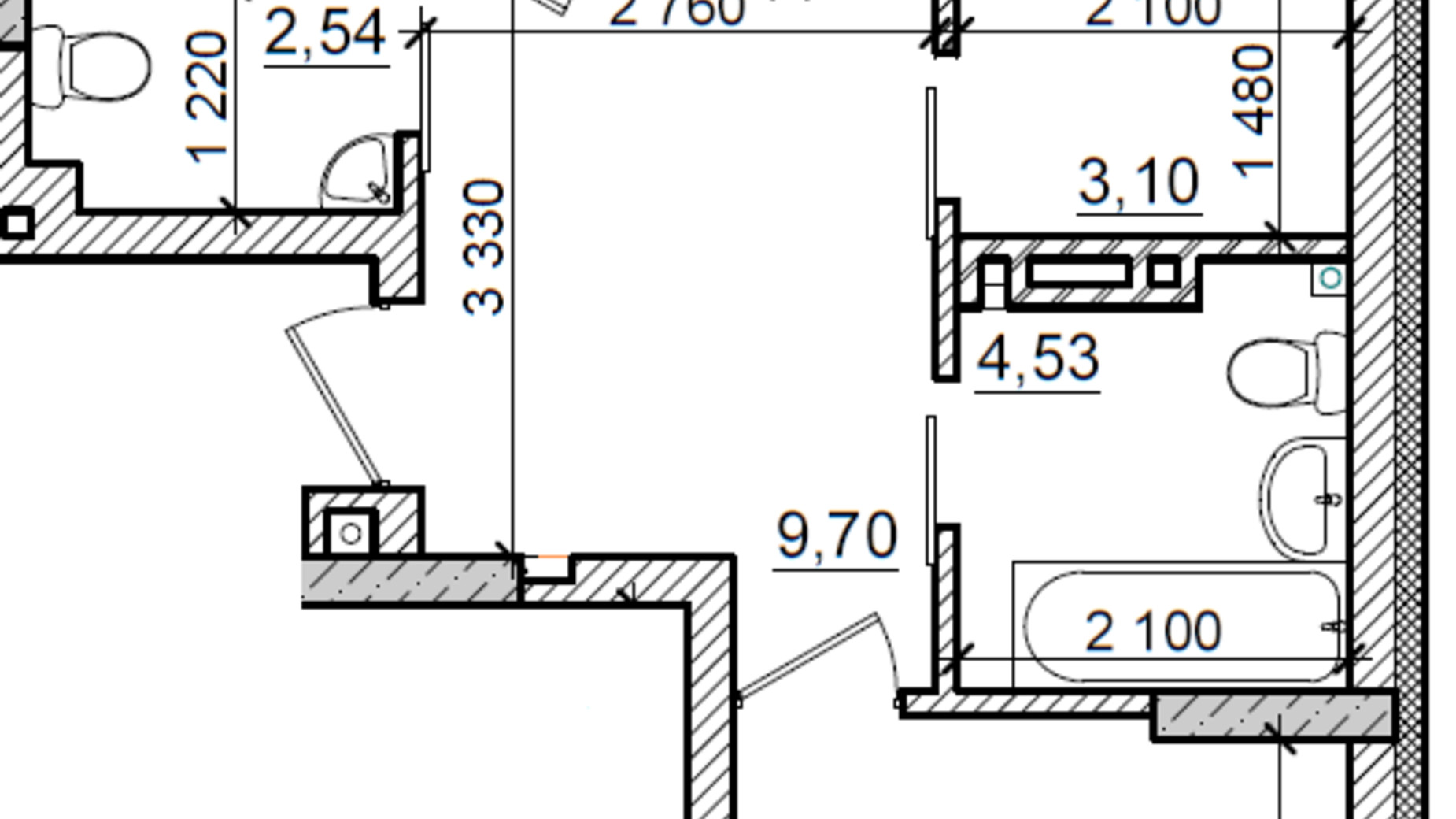 Планировка 2-комнатной квартиры в ЖК Оазис Буковины 72.77 м², фото 229513