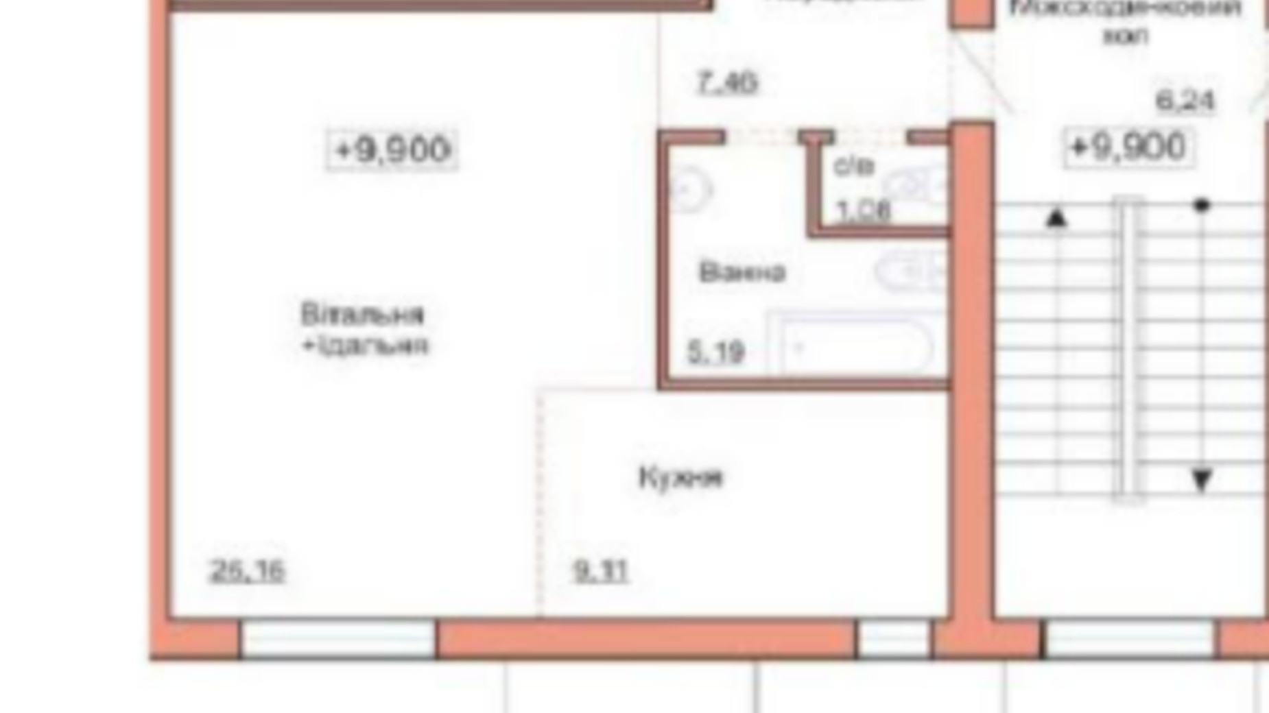 Планировка 2-комнатной квартиры в ЖК Три шоколада 68.8 м², фото 230264