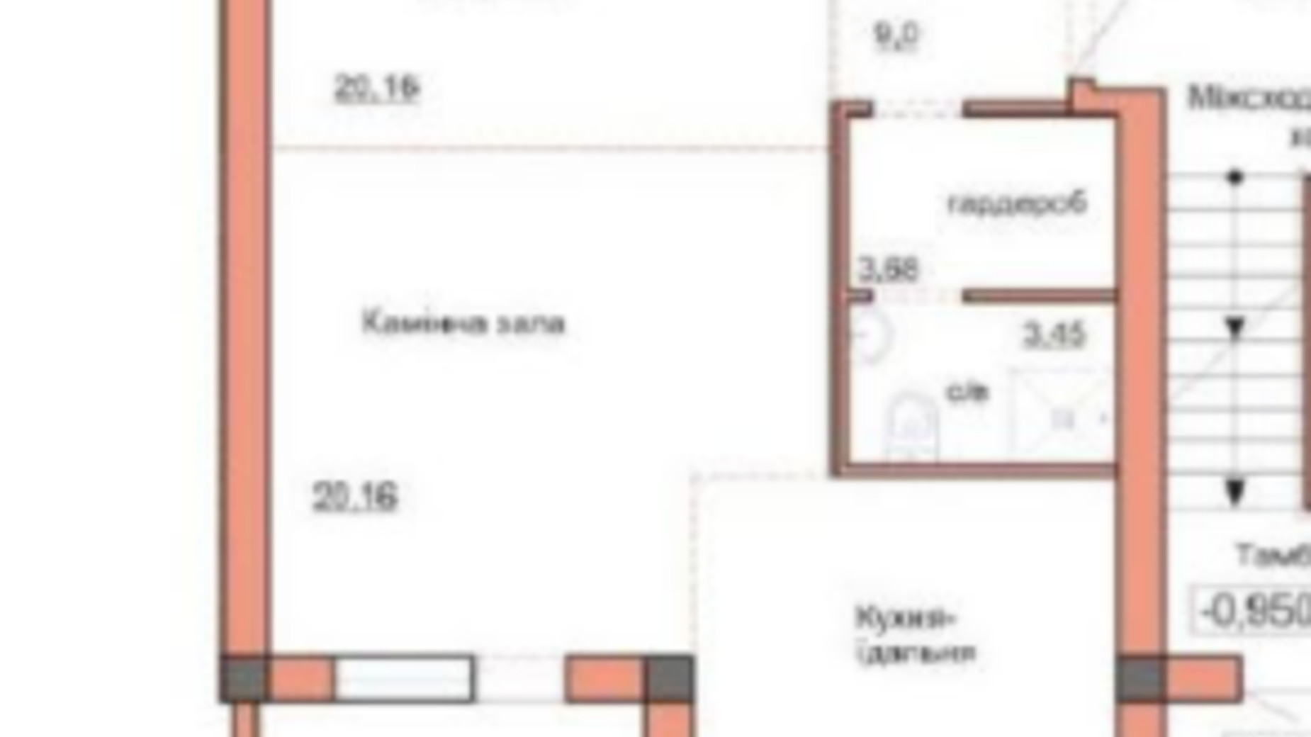 Планировка 4-комнатной квартиры в ЖК Три шоколада 73.4 м², фото 230265