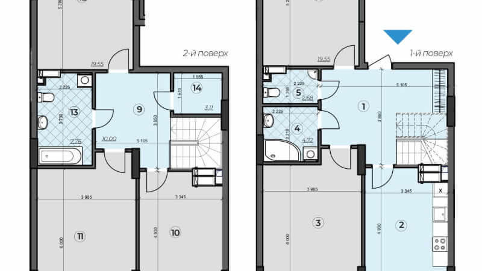 Планування багато­рівневої квартири в ЖК Crystal Residence 166.25 м², фото 230372