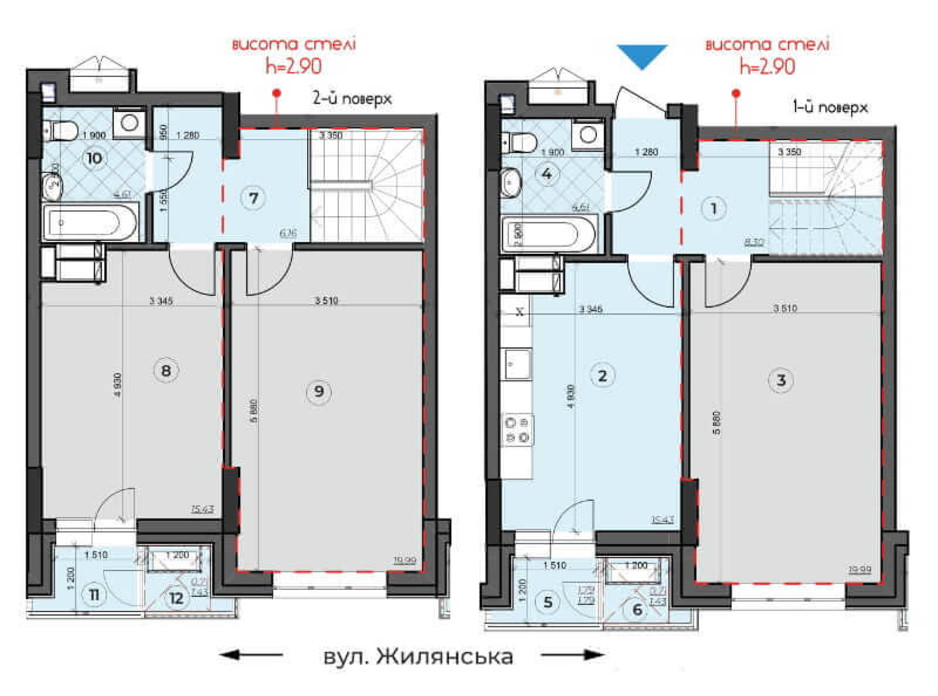 Планировка 3-комнатной квартиры в ЖК Crystal Residence (Кристал Резиденс) 124.14 м², фото 230395 Планировка 3-комнатной квартиры в ЖК Crystal Residence (Кристал Резиденс) 124.14 м², фото 230395