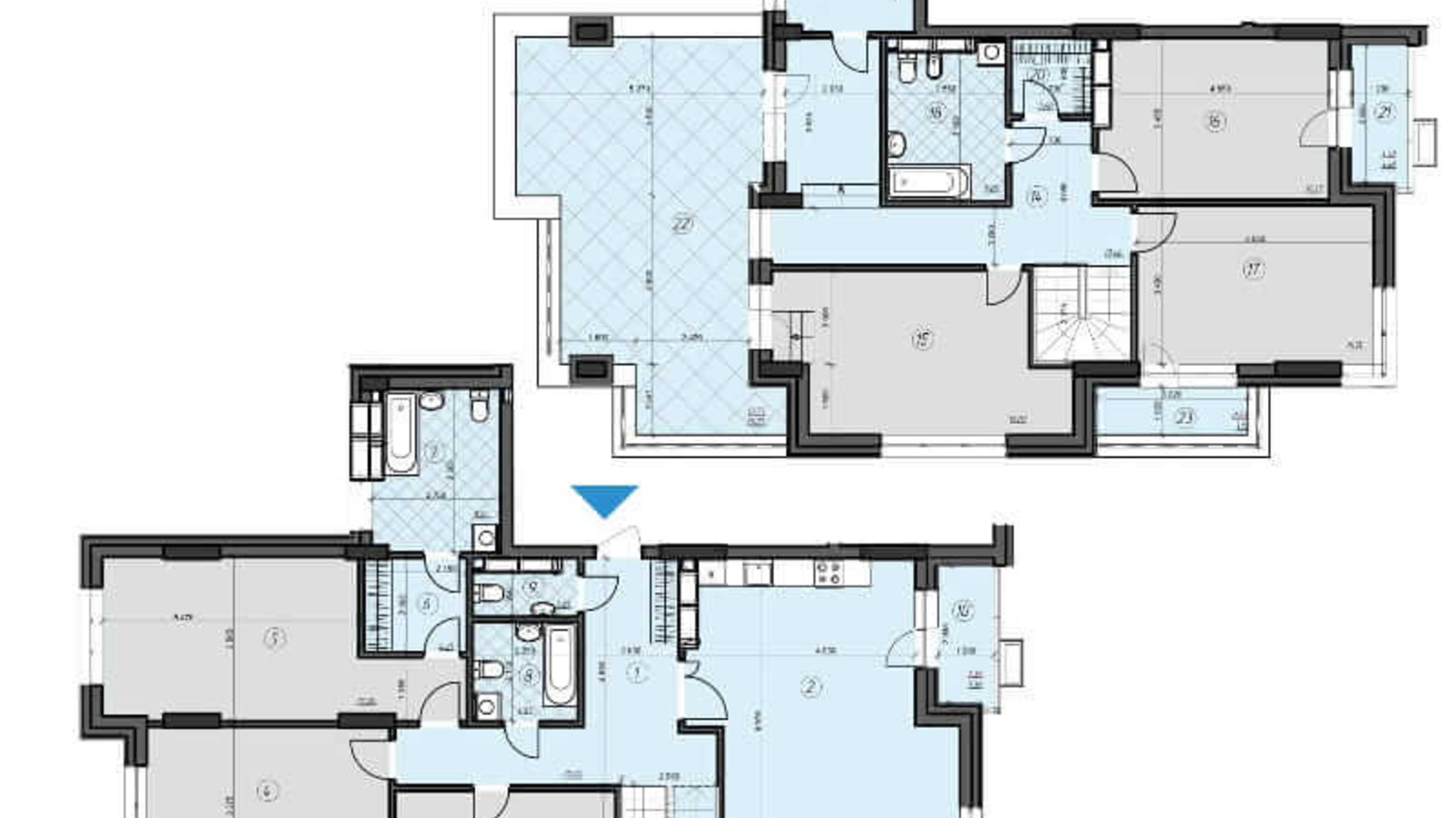 Планировка много­уровневой квартиры в ЖК Crystal Residence 242.24 м², фото 230399