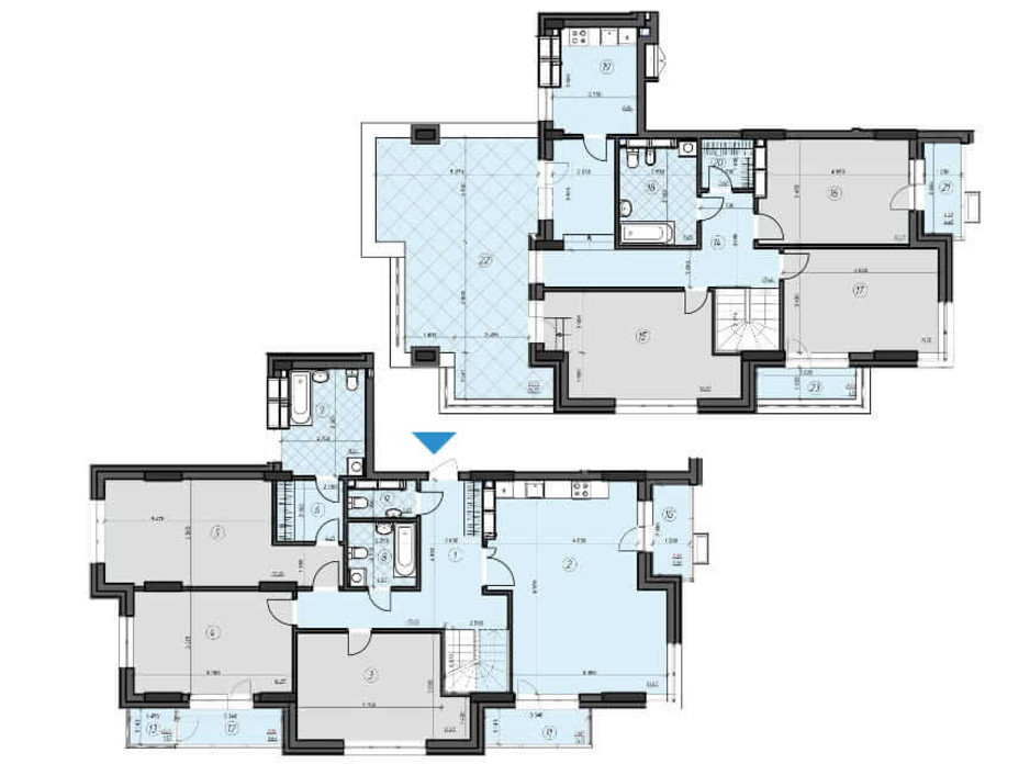 Планировка многоуровневой квартиры в ЖК Crystal Residence (Кристал Резиденс) 242.24 м², фото 230399 Планировка многоуровневой квартиры в ЖК Crystal Residence (Кристал Резиденс) 242.24 м², фото 230399