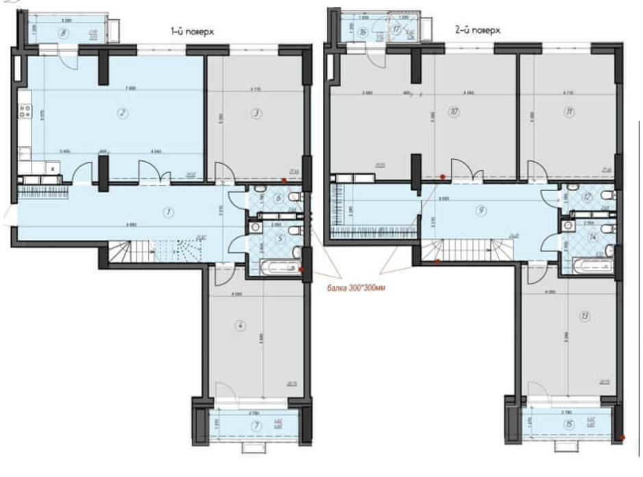 Планировка многоуровневой квартиры в ЖК Crystal Residence 243.23 м², фото 230403 Планировка многоуровневой квартиры в ЖК Crystal Residence 243.23 м², фото 230403