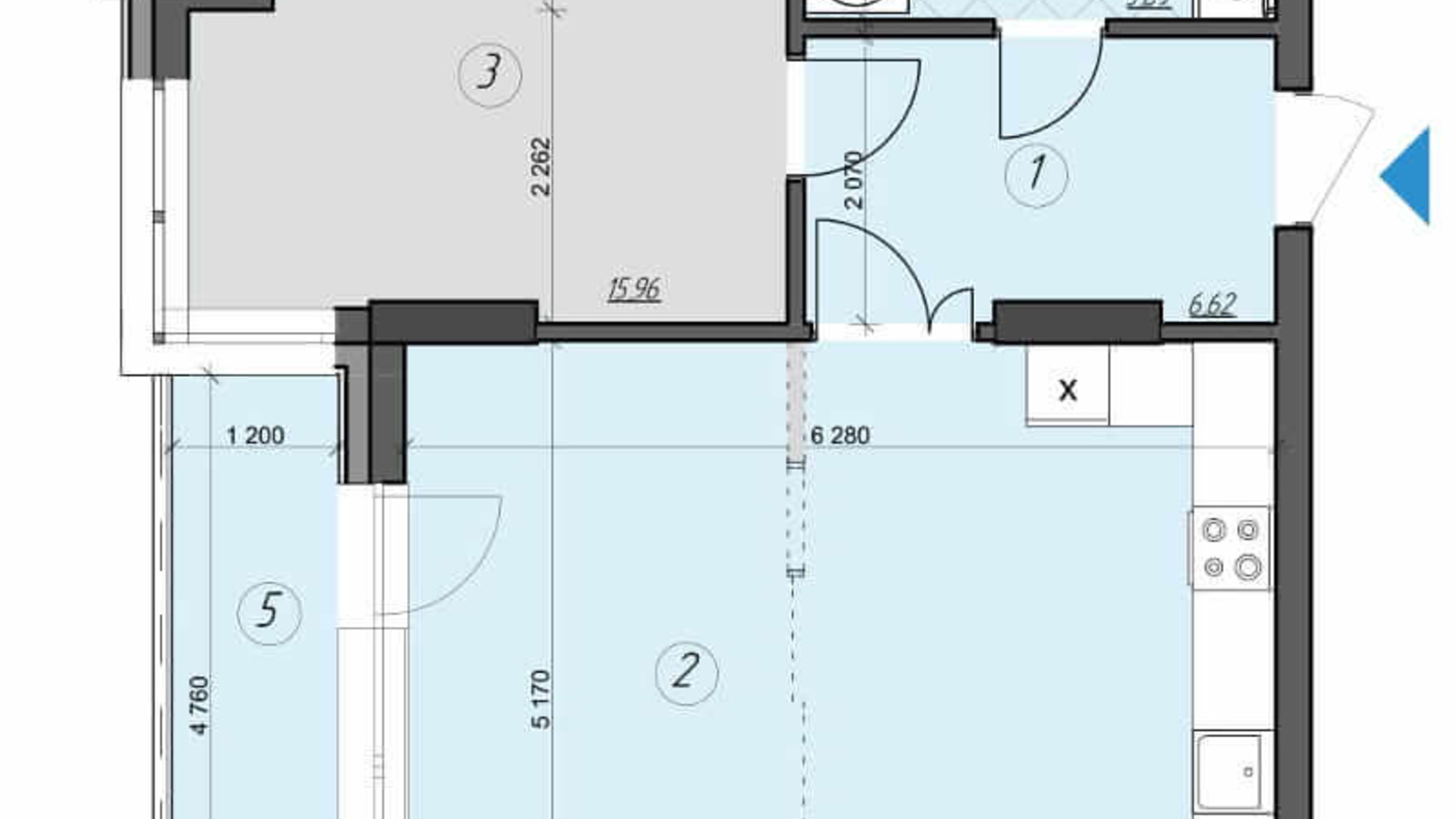 Планування 1-кімнатної квартири в ЖК Crystal Residence 120.05 м², фото 230418