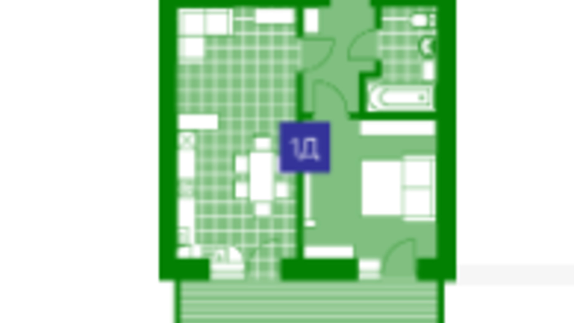 Планування 1-кімнатної квартири в ЖК Парковий Квартал  41 м², фото 230646