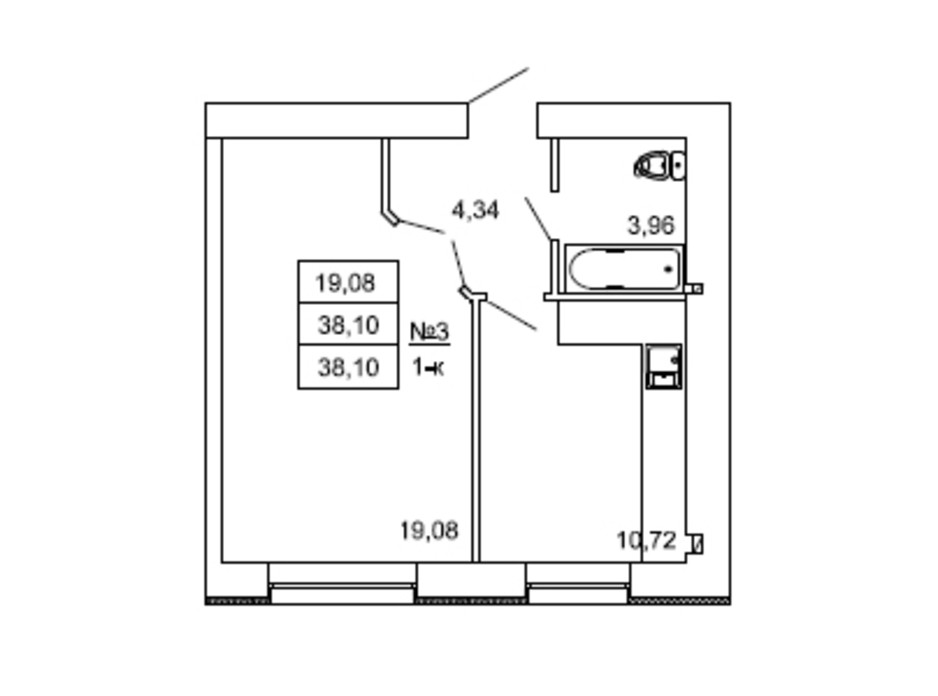Планировка 1-комнатной квартиры в ЖК на Сенной 38.1 м², фото 230976 Планировка 1-комнатной квартиры в ЖК на Сенной 38.1 м², фото 230976