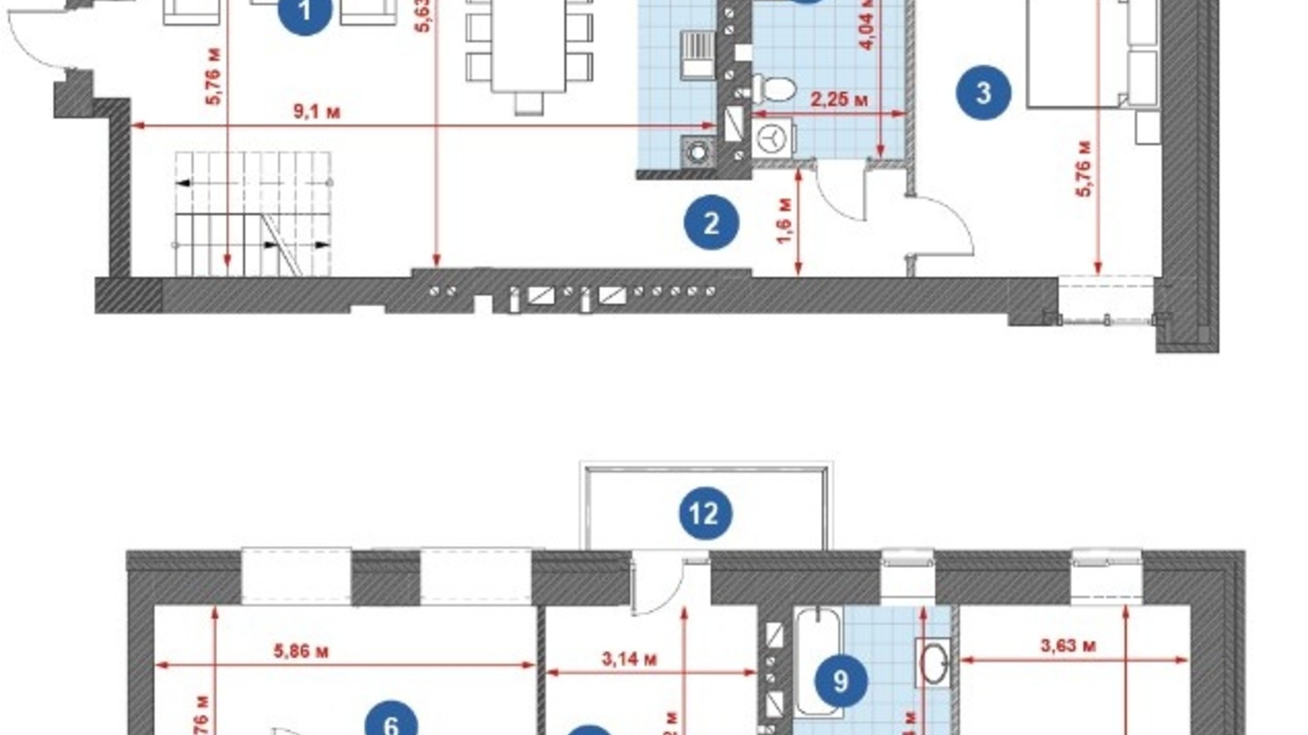 Планировка много­уровневой квартиры в ЖК Central Park 181.49 м², фото 231129