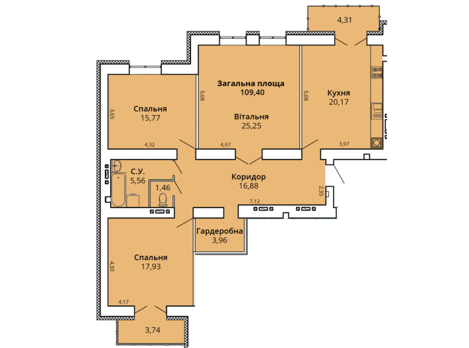 Планування 3-кімнатної квартири в ЖК Прем'єр Хаус 4 черга 113.34 м², фото 231459 Планування 3-кімнатної квартири в ЖК Прем'єр Хаус 4 черга 113.34 м², фото 231459