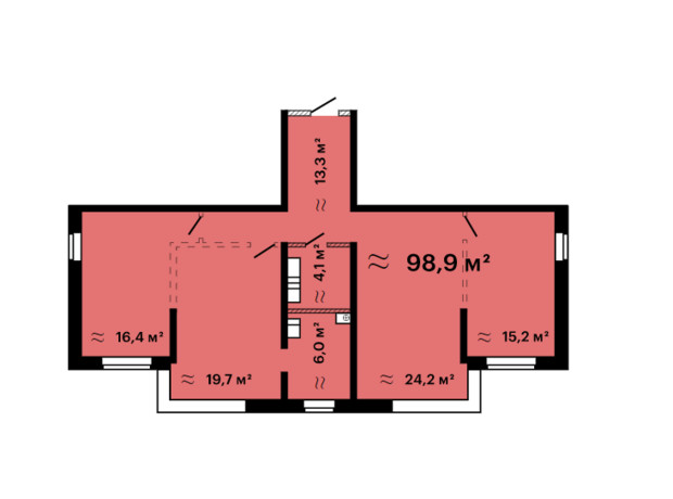 ЖК Mandarin Art: планування 3-кімнатної квартири 98.9 м²