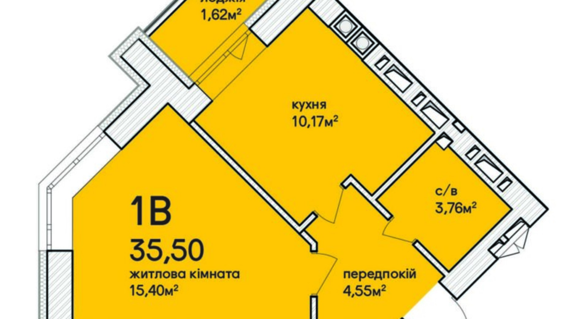 Планування 1-кімнатної квартири в ЖК Синергія Сіті 40.7 м², фото 231675