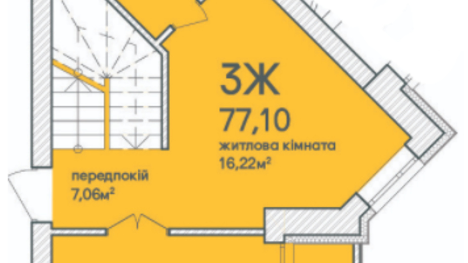 Планировка много­уровневой квартиры в ЖК Синергия Сити (Kvartal Group) 77.2 м², фото 231689