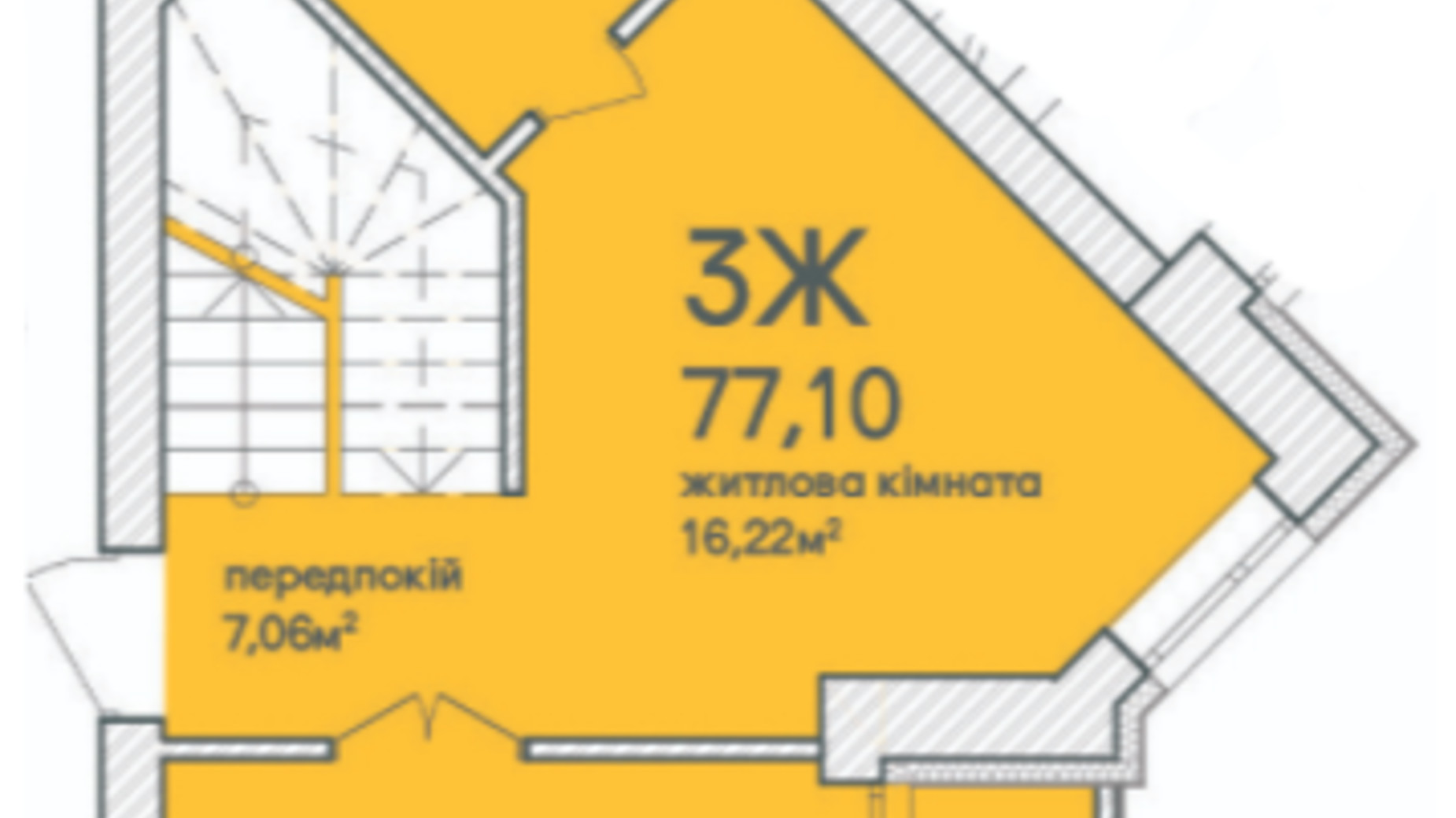 Планировка много­уровневой квартиры в ЖК Синергия Сити (Kvartal Group) 77.2 м², фото 231690