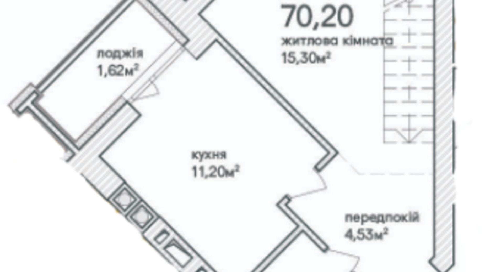 Планировка много­уровневой квартиры в ЖК Синергия Сити (Kvartal Group) 72.3 м², фото 231695