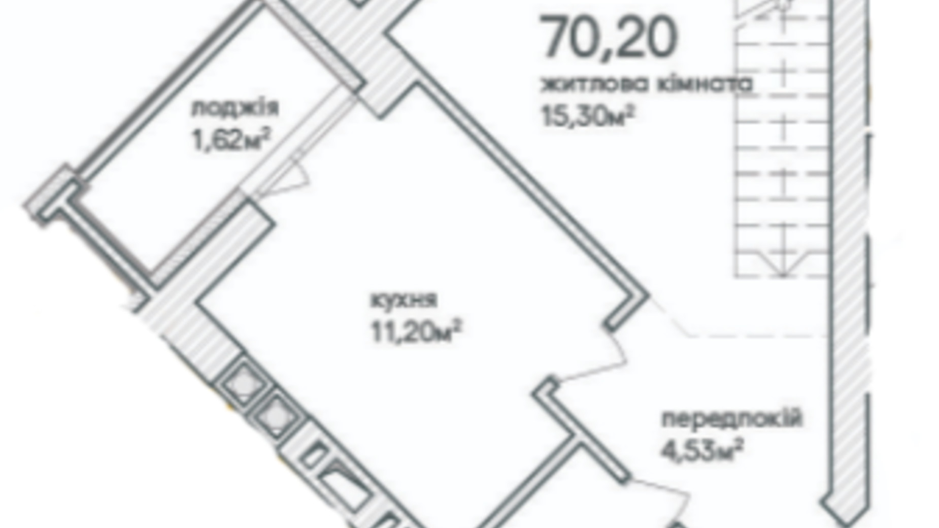 Планування багато­рівневої квартири в ЖК Синергія Сіті 72.2 м², фото 231697